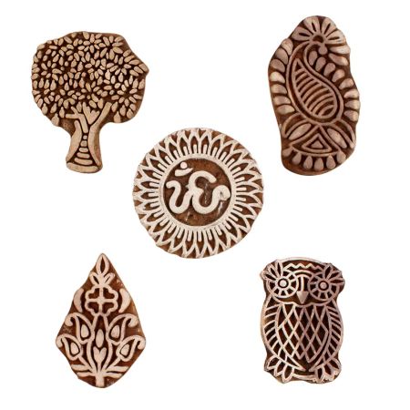 Set of 5 Piece New Mix Wooden Printing Blocks